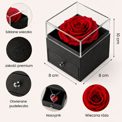 Noszę Miłość™ - Wieczna Róża z kryształowym sercem